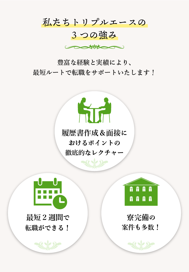 私たちトリプルエースの3つの強み